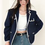 Kroche SS2309 撞色边休闲宽松西装外套