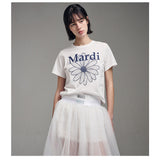 MARDI MERCREDI 2506 小雏菊印花修身短袖t恤 米白