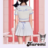 13DE MARZO | SS2403 Kuromi Mirror Lace Top Dark White
