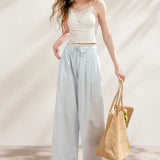 Kroche 2507 假两件蓝白条纹休闲裤