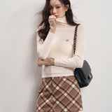 Kroche SS2401 袖口拼色高领羊毛打底衫 杏