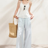 Kroche 2507 假两件蓝白条纹休闲裤