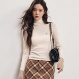 Kroche SS2401 袖口拼色高领羊毛打底衫 杏