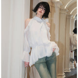 EIMISMOSOL 2503 露肩双皱蝴蝶结小衫