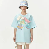 13DE MARZO | SS2403 Badges Velcro T-shirt Wathet Blue
