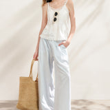 Kroche 2507 假两件蓝白条纹休闲裤