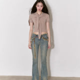 VIA PITTI 2410 复古水洗腰头磨毛修身牛仔裤