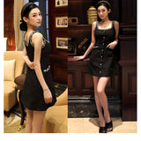 DIANA VEVINA 羊毛珠花织带小香风背心连衣裙