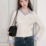 Kroche SS2404 法式假两件绞花针织衫