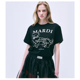 MARDI MERCREDI 2502 TSHIRT SWING THE TAIL DDANJI FLOWER CHOKER_BLACK IVORY
