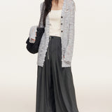 LIILOU 2410 v领镂空肌理针织长袖