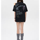 13DE MARZO | 2503 Slogan Graffiti T-shirt Black