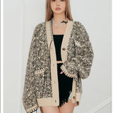 DIANA VEVINA 花纹图腾开衫羊毛毛衣 米色