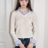 Kroche SS2404 法式假两件绞花针织衫