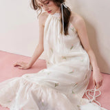 Kroche 2408 郁金香欧根纱挂脖连衣裙