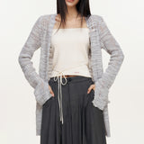 LIILOU 2410 v领镂空肌理针织长袖