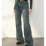 Kroche 2409  复古做旧水洗分割牛仔长裤