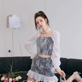 MeliMosa SS2312 蕾丝牛仔套装 灰