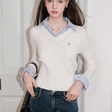 Kroche SS2404 法式假两件绞花针织衫