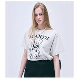 MARDI MERCREDI 2502 SLIM TSHIRT SWING THE TAIL DDANJI PEARL NECKLACE_OATMEAL BLACK