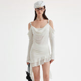 KINGWEN 2509 露肩荡领吊带修身长袖