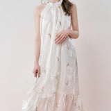 Kroche 2408 郁金香欧根纱挂脖连衣裙