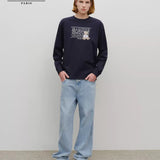 MARITHE 2511 涂鸦图案长袖T恤 海军蓝