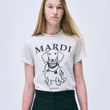 MARDI MERCREDI 2502 SLIM TSHIRT SWING THE TAIL DDANJI PEARL NECKLACE_OATMEAL BLACK