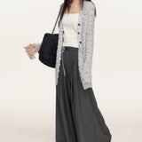 LIILOU 2410 v领镂空肌理针织长袖