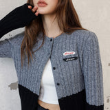 SOMESOWE SS2309 Ivy风拼色麻花羊毛针织开衫 灰