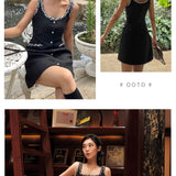 DIANA VEVINA 羊毛珠花织带小香风背心连衣裙