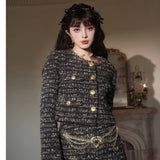 DIANA VEVINA 黑色粗花呢小香风上衣
