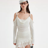 KINGWEN 2509 露肩荡领吊带修身长袖