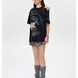 13DE MARZO | 2503 Slogan Graffiti T-shirt Black