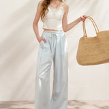 Kroche 2507 假两件蓝白条纹休闲裤