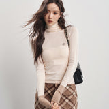 Kroche SS2401 袖口拼色高领羊毛打底衫 杏