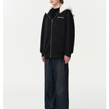 13DE MARZO | 2410 Bear Zip Fuzzy Hoodie Black