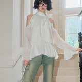 EIMISMOSOL 2503 露肩双皱蝴蝶结小衫