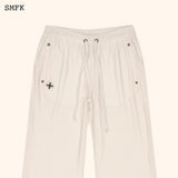 SMFK SS2312 流浪丝绒训练长裤 白