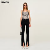 SMFK 2504 十铆钉机车拉链牛仔裤/荒野黑