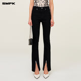 SMFK 2504 十铆钉机车拉链牛仔裤/荒野黑