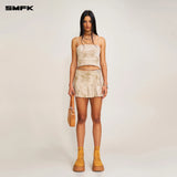 SMFK 2506 狂野大陆牛仔百褶裙(手工)/荒野棕