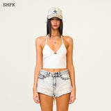 SMFK 2406 野马经典牛仔短裤 白雪花