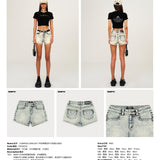 SMFK 2503 十字经典舞团牛仔短裤/白雪花