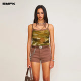 SMFK 2506 十字经典舞团牛仔短裤/野马棕