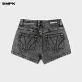 SMFK 2503 十字经典舞团牛仔短裤/尘埃灰