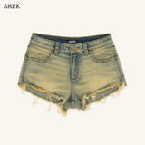 SMFK SS2402 野马超低腰牛仔短裤 奶酪色