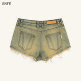 SMFK SS2402 野马超低腰牛仔短裤 奶酪色
