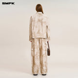 SMFK 2510 野性起源手工染色宽直筒工装裤 荒野棕