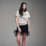 MARDI MERCREDI 2502 TSHIRT SWING THE TAIL DDANJI FLOWER CHOKER_OATMEAL BLACK